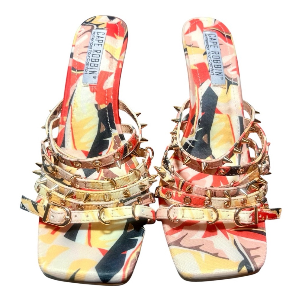 CAPE ROBBIN Bonita Spike Square Toe Odd Shaped Heels. - Picture 2 of 9
